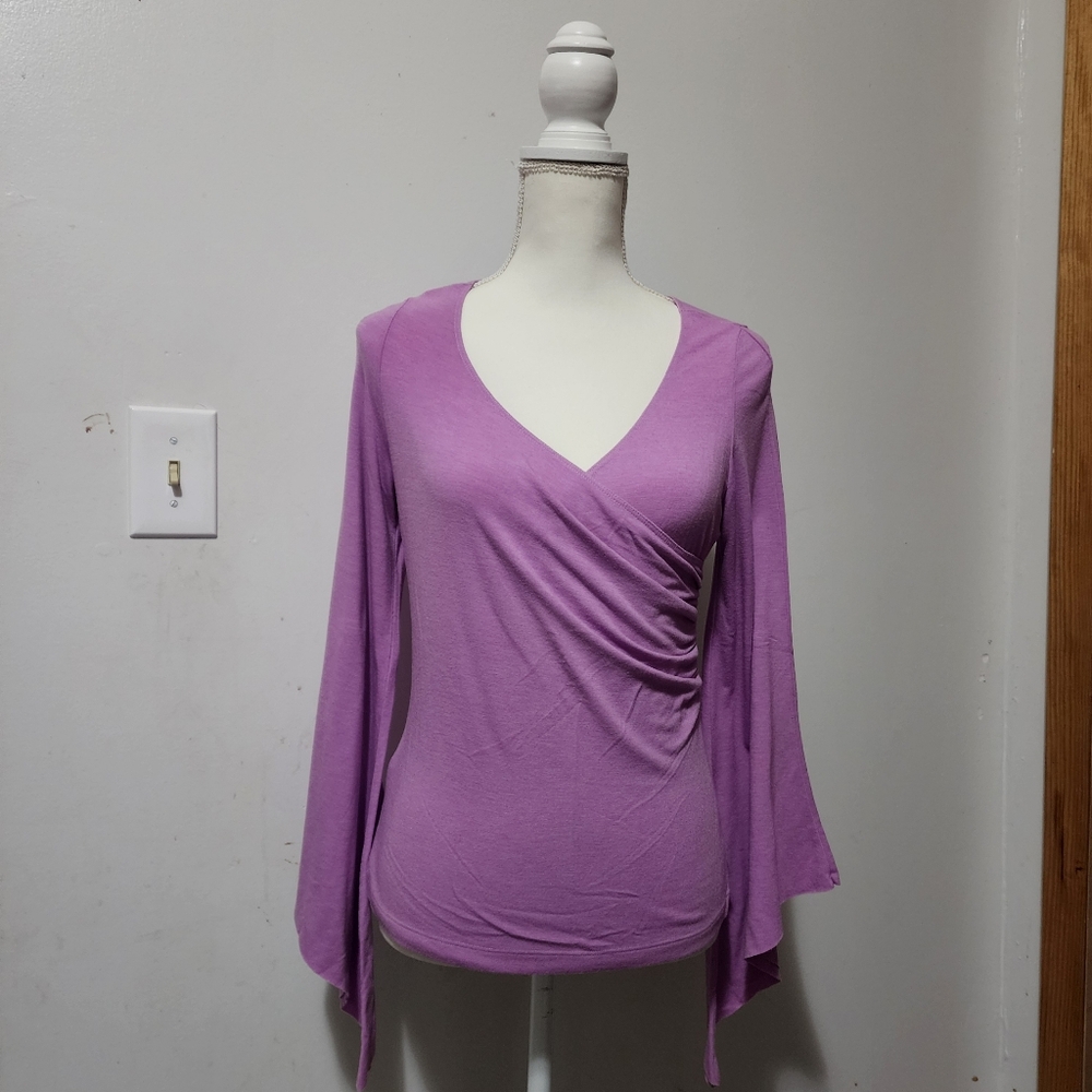 Surplice Bell Sleeve Blouse